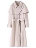 Women's Double-Sided Wool Coat, Extra Long Hepburn Style with Detachable Shawl – Fashionable Autumn/Winter Outerwear