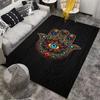 Hamsa Hand Carpet with Colorful Eye Design on Black Background Suitable for use as an anti-slip for living room bedroom sofas