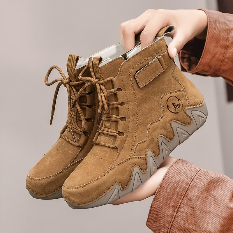 Chaussures d'outillage décontractées rétro montantes pour femmes en coton automne et hiver, à semelle souple antidérapante, tendance féminine pieuvre