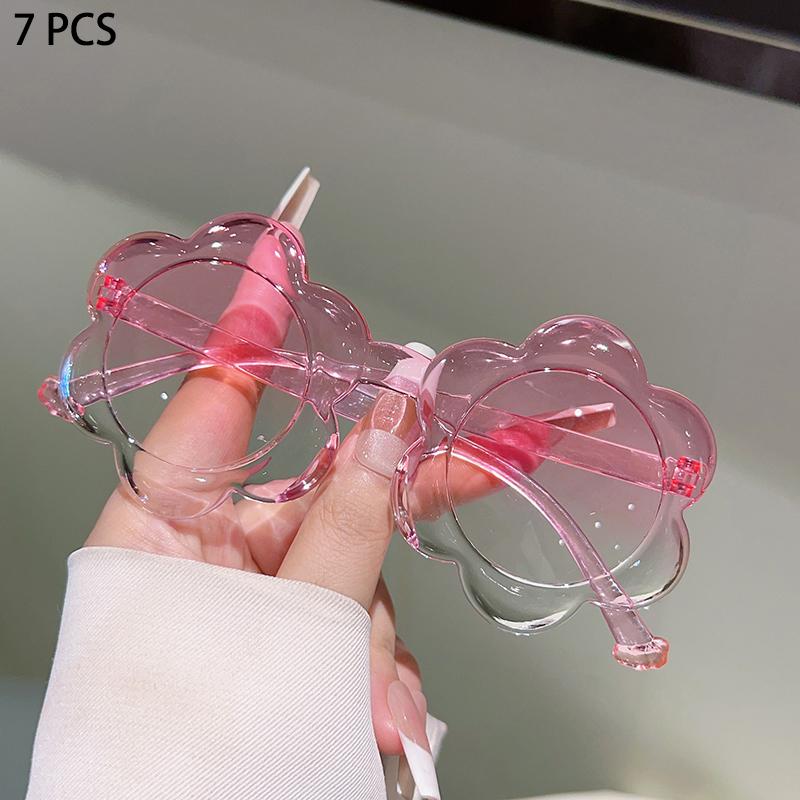 1/7 Pcs Flower Shaped Sunglasses for Children Stylish Gradient Multi-color Kids Shades  Ins Trendy Cute Decor Sun Glasses