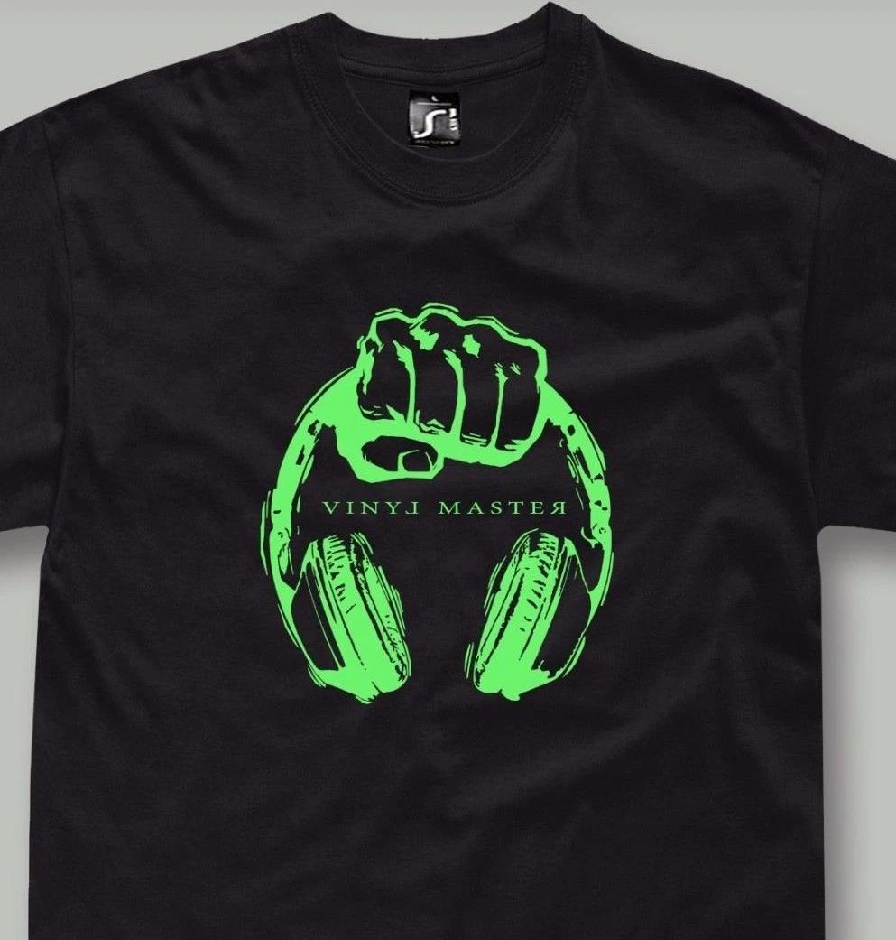 Headphones T-Shirt Vinyl Master DJ Technics Hip Hop Rap DJ Clubbing Tee L