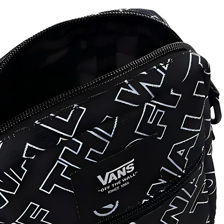 Vans Solid Color Printed Design Zipper Closure Nylon Shoulder Crossbody Bag Unisex bags Black VN0A3I5SZXH