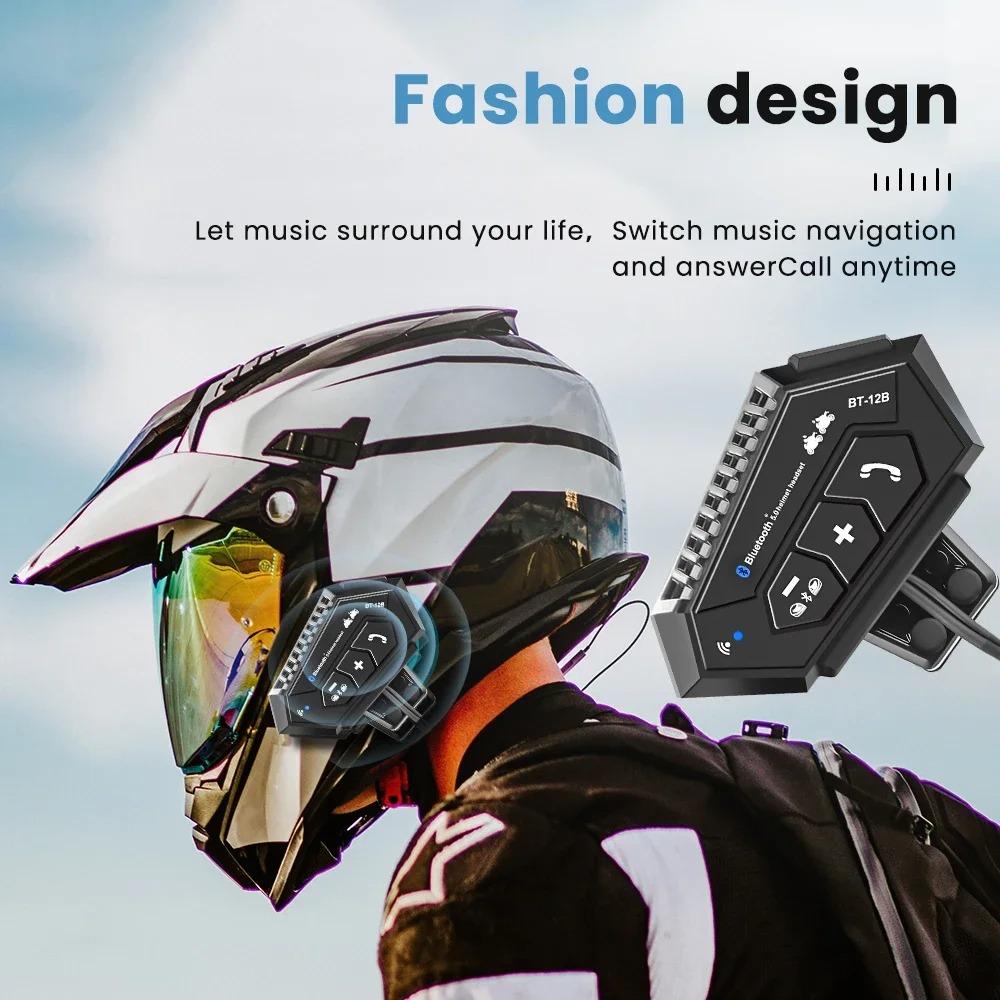 Motorcycle Helmet Bluetooth Intercom BT12B with Noise Reduction and IP65 Waterproof