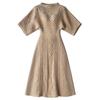 Elegant French-Inspired Waist-Cinching White Knit Dress