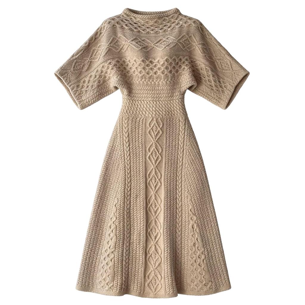 Elegant French-Inspired Waist-Cinching White Knit Dress