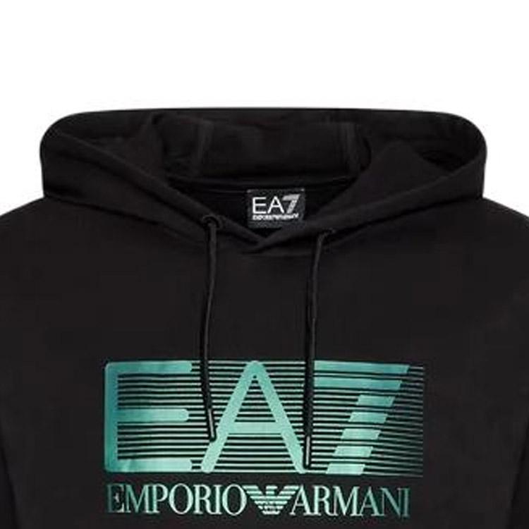 Emporio Armani Ss22 Ea7 Series Letter Logo Printed Hooded Long Sleeve Sweatshirt Men Sweatshirt Black 6LPM62-PJ05Z-1200