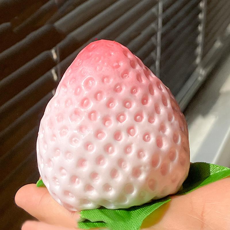 1Pc Cute Strawberry Squeeze Toy Silicone Squeeze Toy Tpr Sensory Toy Stress Relief Vent Joking Stress Relief Funny Toy