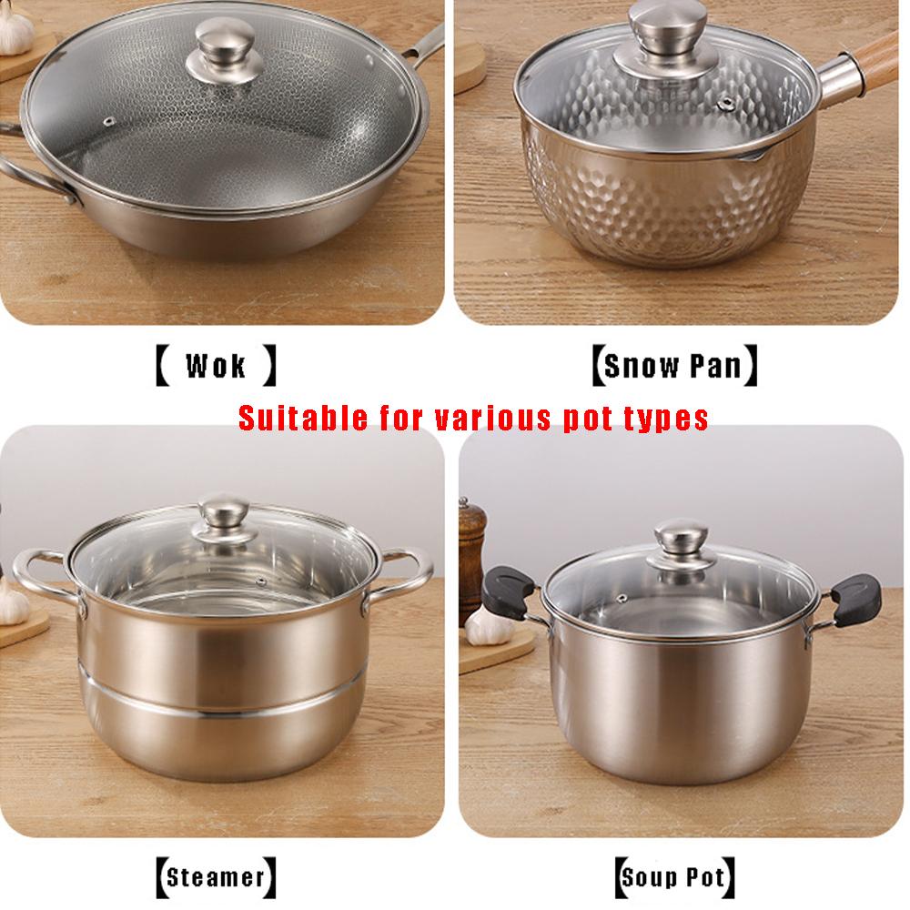 Couvercle de casserole en verre trempé à bord en acier inoxydable Couvercle de casserole anti-déversement incassable rond Couvercle en verre de chef pour casserole de cuisine maison polyvalente