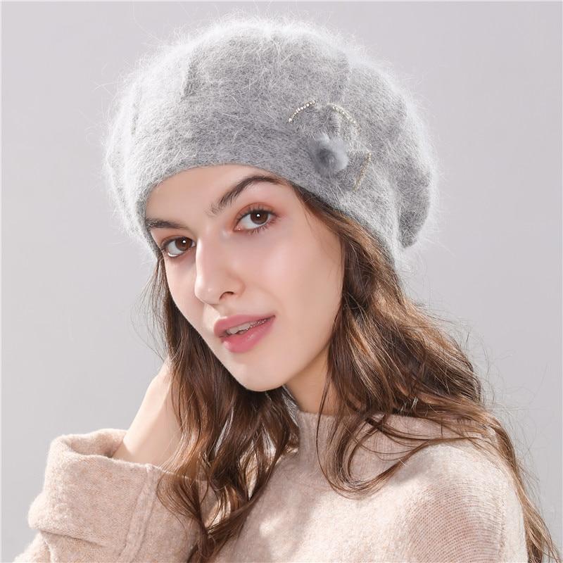 GUSTA Women Ladies Warm Faux Fur Beret Hat Winter Warm Knitted Hat Knot GUSTA Women Ladies Warm Faux Fur Beret Hat Winter Warm Knitted Hat Knot