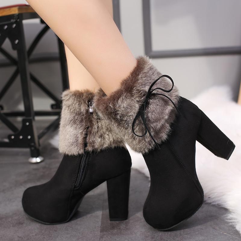 Fashion Shoes for Women Round Toe Suede Side Zipper Women's Boots Winter Sell Like Hot Cakes Solid Color Shoes Women