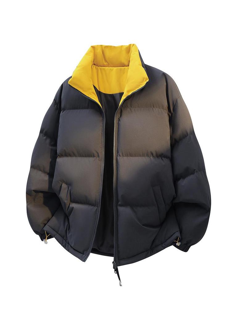2025 Winter Unisex Trendy Color Block Stand Collar Puffer Jacket for Teens & Couples