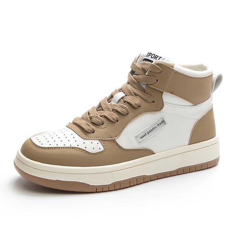 Кожаные высокие осенние кроссовки черного и белого цвета — фото 7