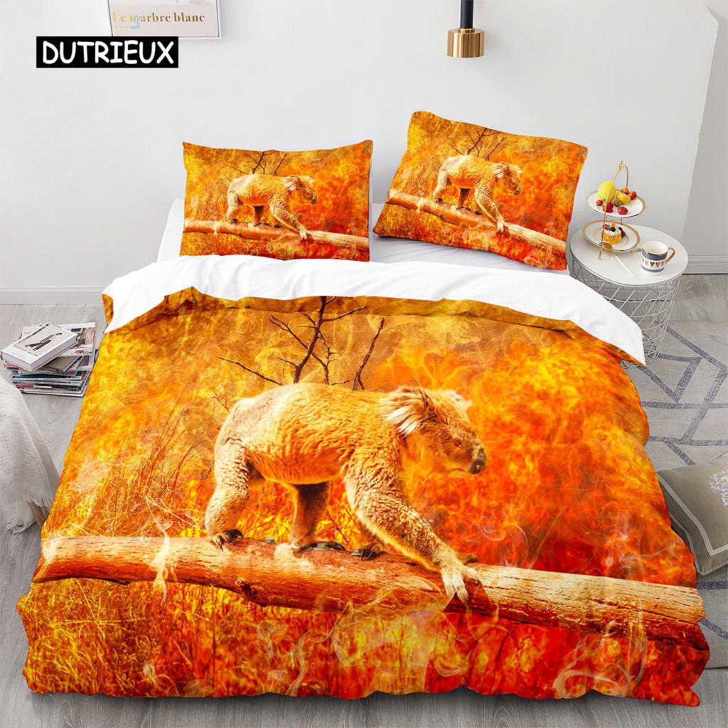 

Koala Duvet Cover Set Microfiber Australia Animal Comforter Cover Queen for Kids Boy Girl Funny Lovely Koala on Tree Bedding Set EU single(135x200cm)