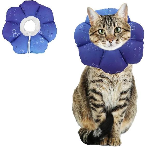 Cat Soft Cone Collar, Adjustable Cat Recovery Cones to Stop Licking Wounds, Waterproof Pet Elizabethan Recovery Collar for Cats After Surgery (Green S