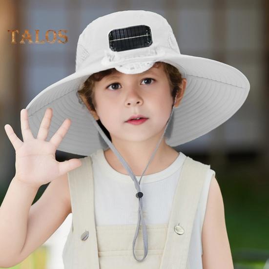 Solar-Lüfterkappe mit 800mAh-Akku USB-Solarladung Outdoor-Fischerhut mit wasserdichter Beschichtung Mesh-Design Kinder-Sonnenhut