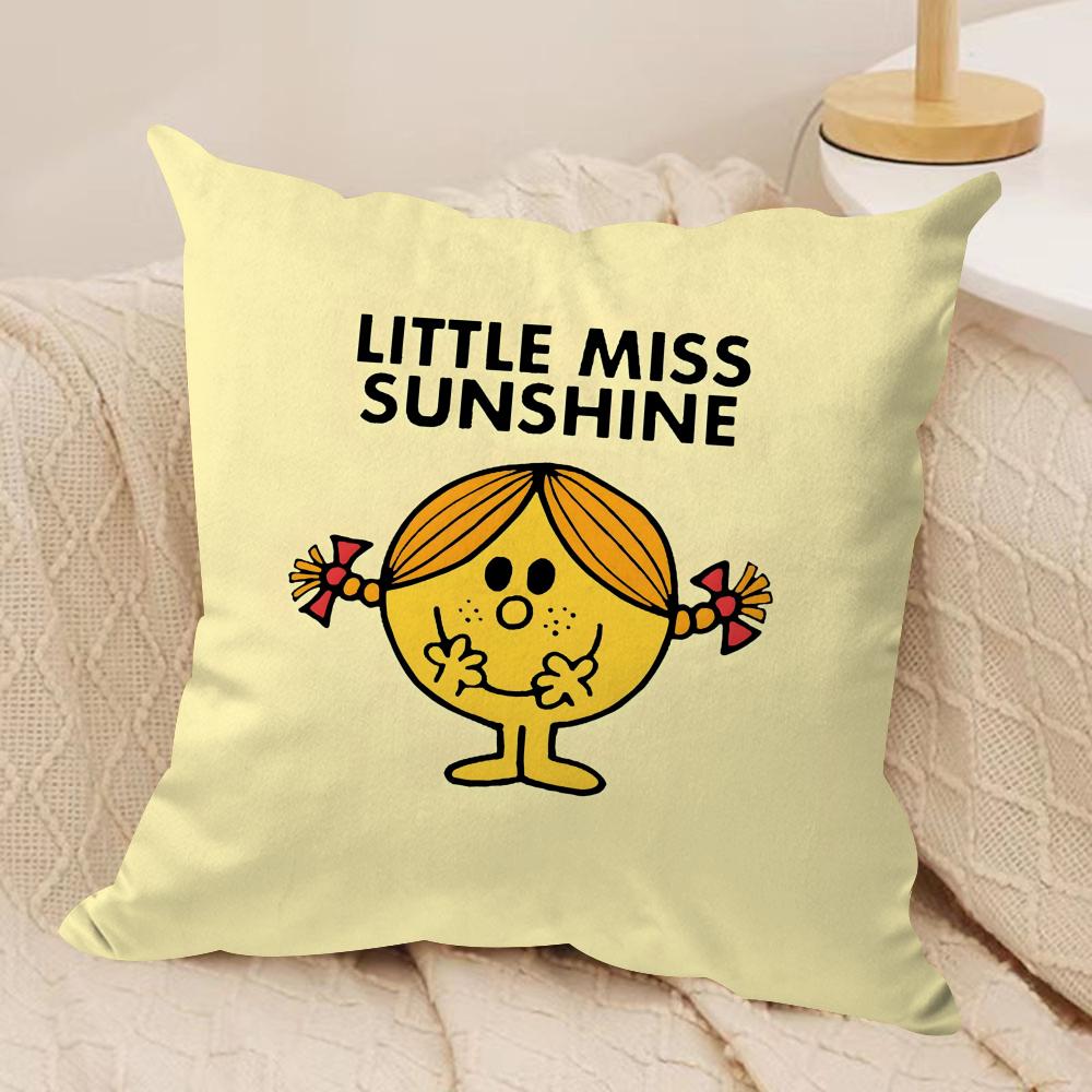 Mr Men and LLittle Miss Cushion Cover Soft Plush Fabric DoubleSided Printed Sofa Cushion Cover for All Seasons Home DecorGift