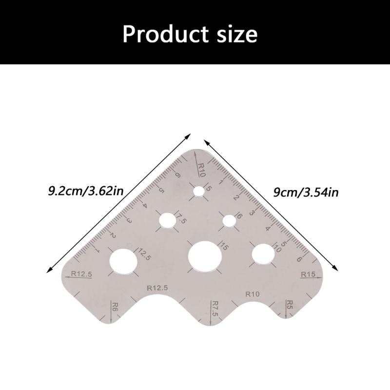 Stainless Steel Ruler Round Leather Cutting Tool Corner Cutter Corner Cutting Ruler for Accurate Drawing and Cutting