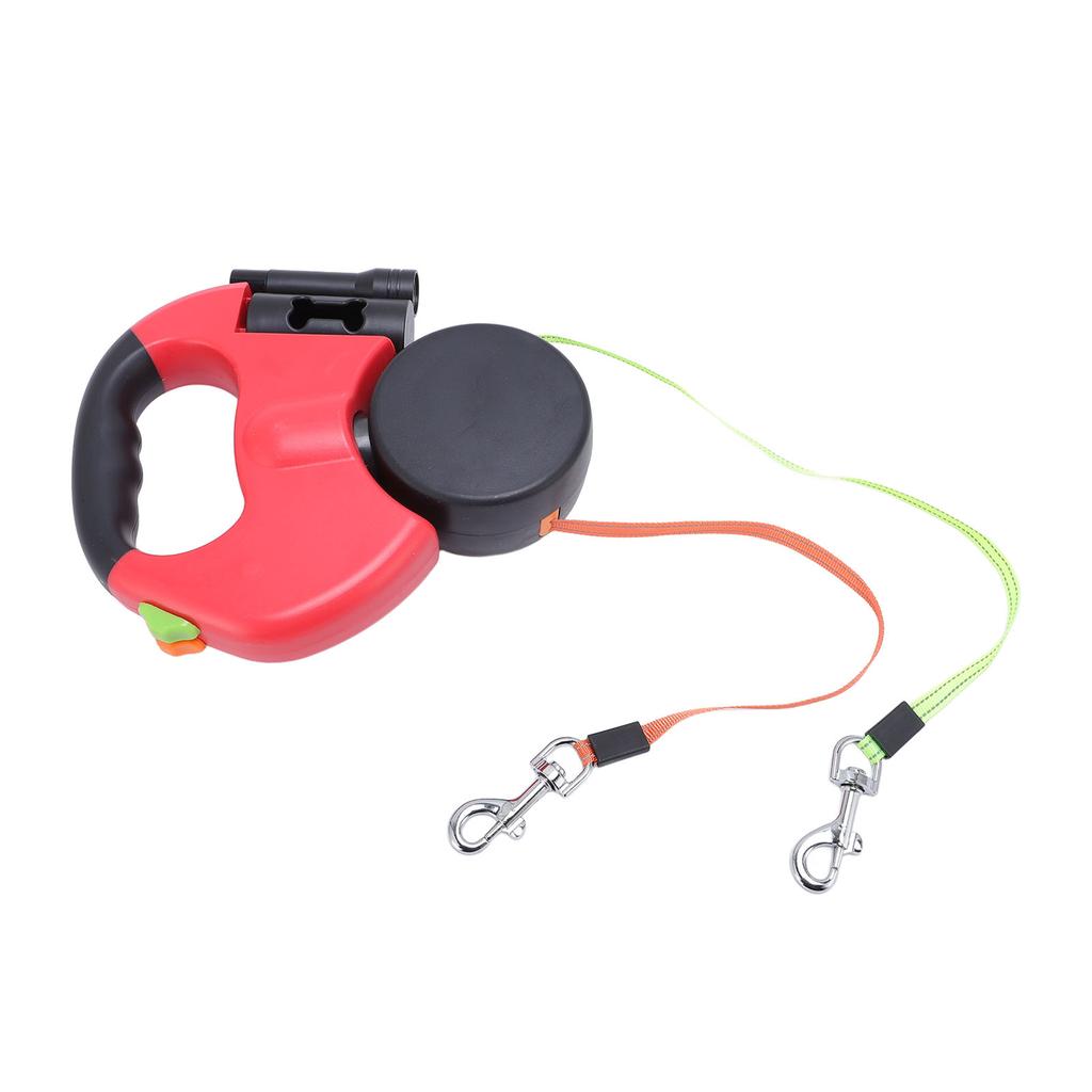 Automatic Double Retractable Dog Leash Built In LED Light Comfortable Grip Pet Walking Leash for