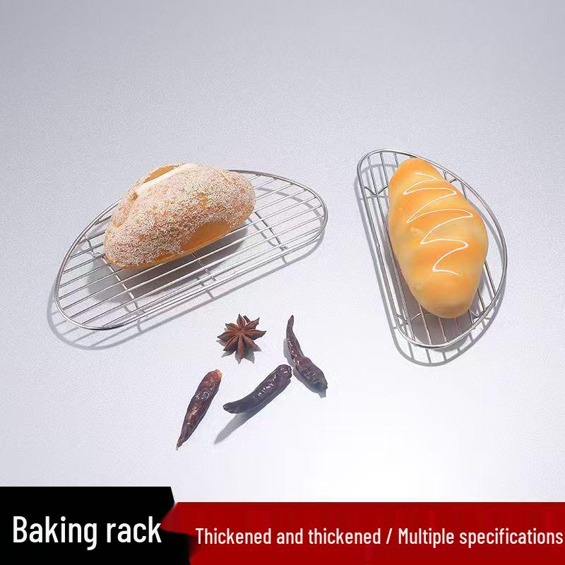 Stainless Steel Semi-Circular Oil Draining and Cooling Rack with Feet for Baking and Barbecue