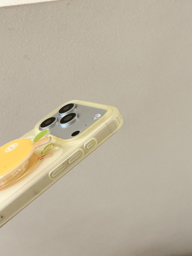 Ins Style Cute Yellow Mango Stand Phone Case for iPhone 16/15 and Apple 17 Pro Max