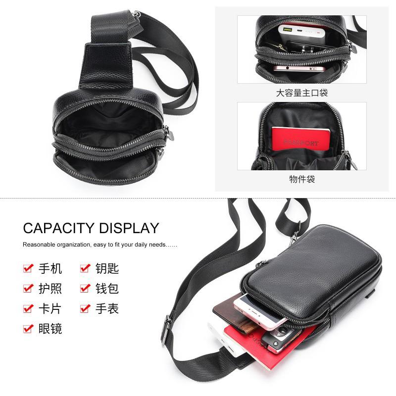 New Genuine Cowhide Chest Bag With Large Capacity Versatile Crossbody Fashionable Leather Men's Shoulder