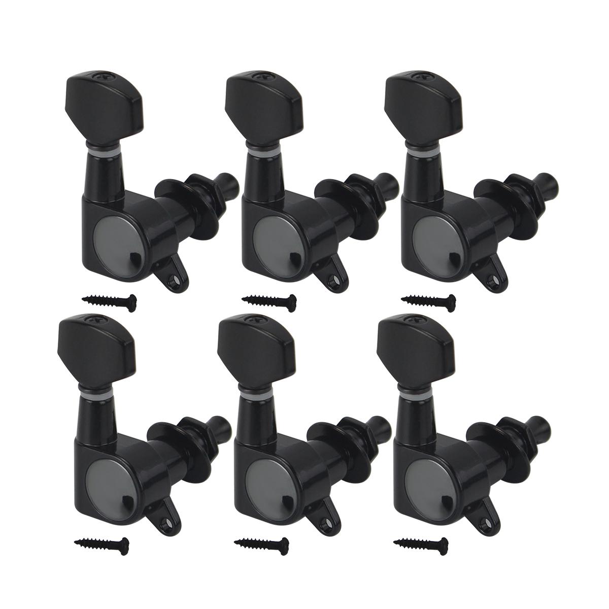 FLEOR 6PCS Electric Guitar String Tuning Keys Pegs Tuners Machine Heads 6R /6L Small Button