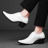 Men White Red High Heels Wingtip Black Leather Derby Wedding Dress Dance Business Formal Elevator Shoes Height Increase Shoes Plus Size