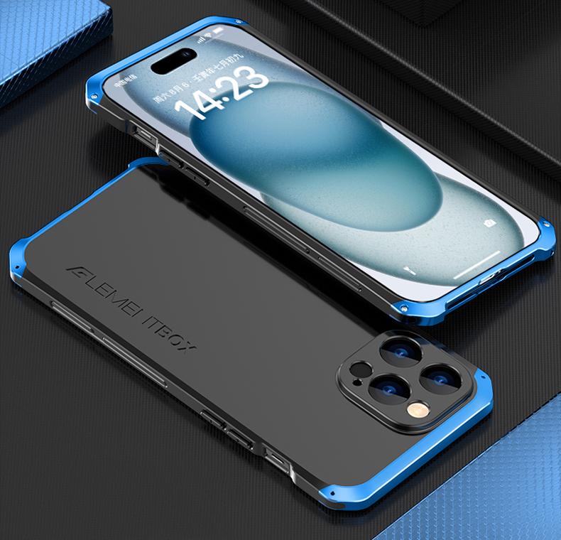Aluminum Metal Rugged Frame Armor for IPhone 15 Pro MAX Bumper Case Luxury for IPhone 14 13 12 11 Pro Shockproof Matte PC Protector Cover