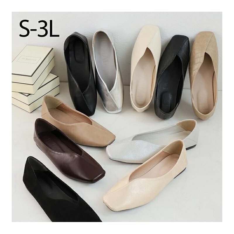 [Vivian] Babouche Flat Shoes/Pumps with Foldable Heel, Silver, Size S (22.0-22.5cm)
