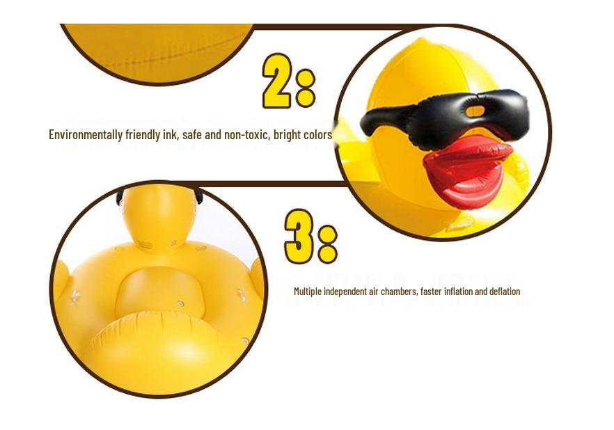 Inflatable Big Yellow Duck Float Bed - Thickened, Big-Eyed Playground Raft