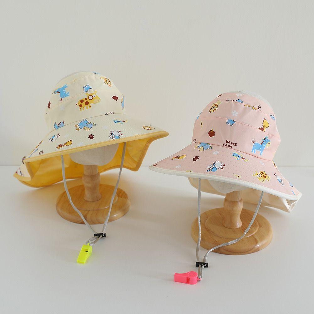 UV Protection Sun Cap Cartoon Print Beach Shawl Hat Summer Kids Bucket Hat