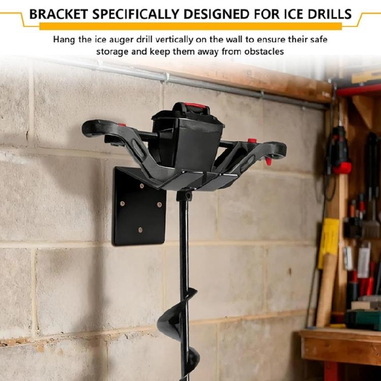Easy Install Wall Mounted Rack for Electric Ice Drill Holder Stainless Steel Electric Auger Storage Bracket