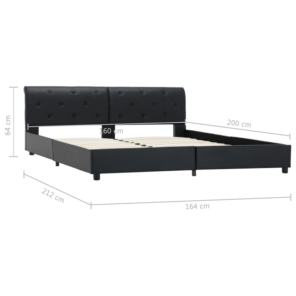 Bed Frame Black Faux Leather 160 * 200 cm