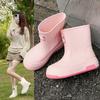 2025 new cute rain shoes women's medium rain boots cotton water shoes waterproof glue shoes kitchen car wash water boots