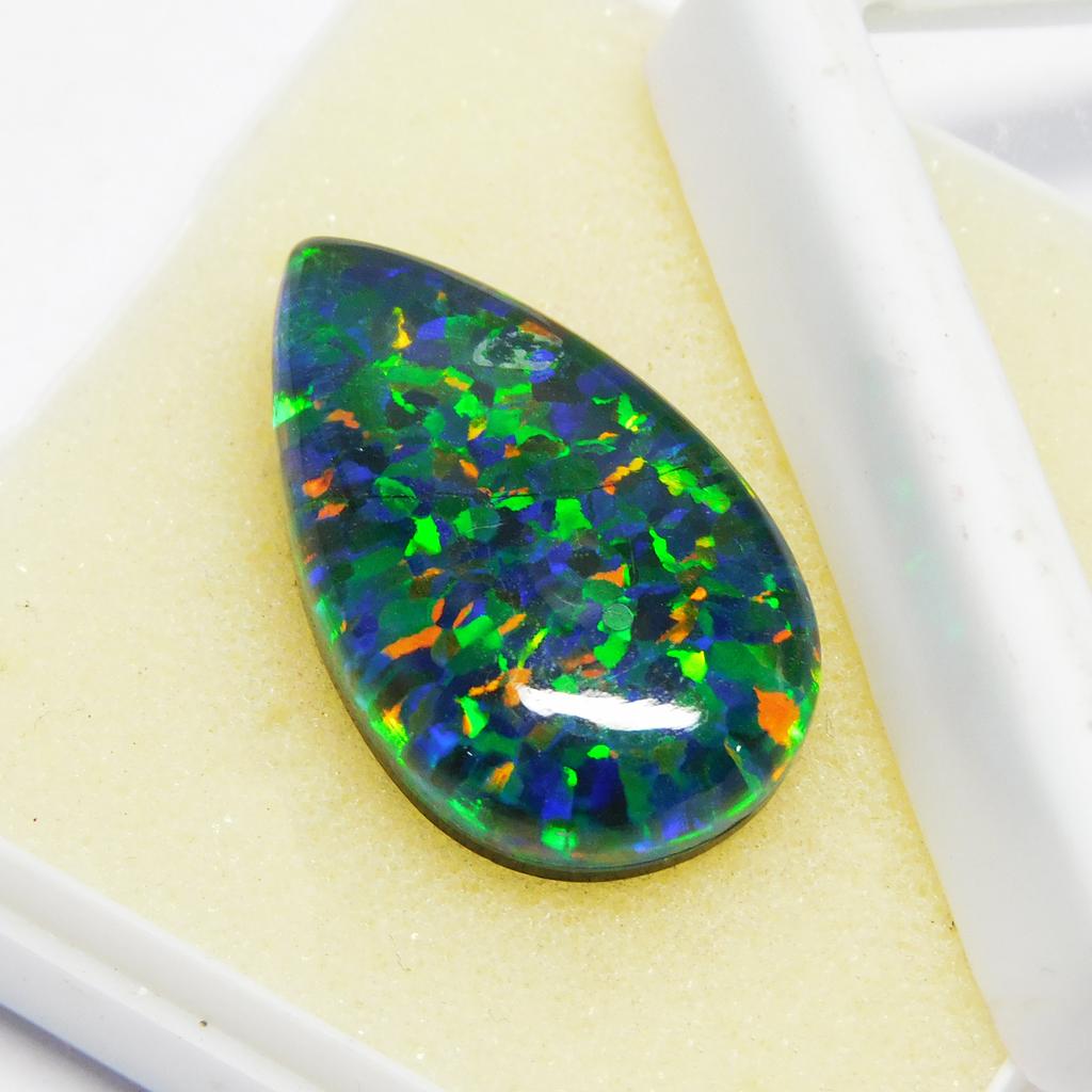 Lab-Created Opal Loose Gemstone Doublet Pear Cut 17.45 ct Multi Color for Jewelry Making and Crafts