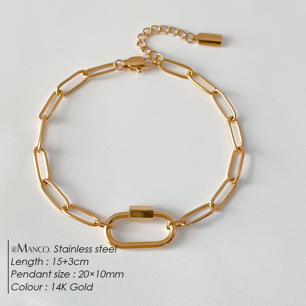 eManco Oval Buckle Heads DIY Chain Pendant Bracelet Stainless Steel Jewelry Design Match Charms Bracelets Women Accessories
