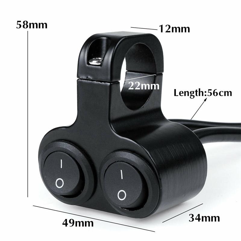 Universal 7/8" 22mm Motorcycle Handlebar Dual Button Switch,Waterproof Aluminum Alloy 12V ON/OFF Control for LED Headlight,Fog Light,Spotlight