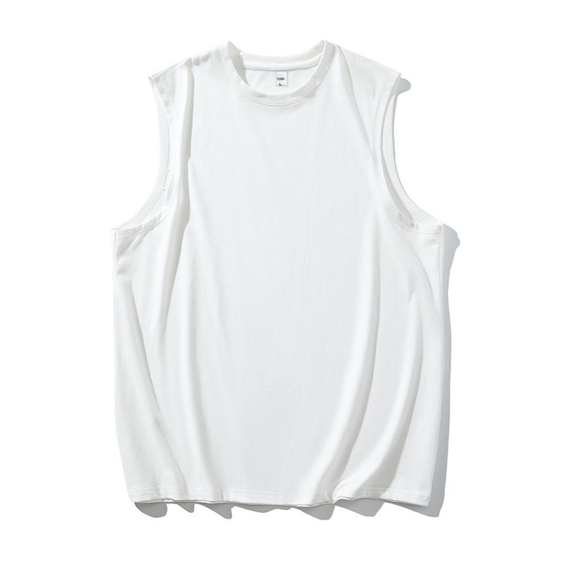 

Мужской жилет из чистого хлопка, модная брендовая однотонная футболка без рукавов, летняя свободная универсальная нижняя часть XXXXXL белый