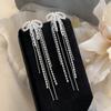 Silver Needle Zircon Lace Bow Fringed Pearl Stud Earrings Exquisite Ballet Earrings Light Luxury High-end Earrings Women