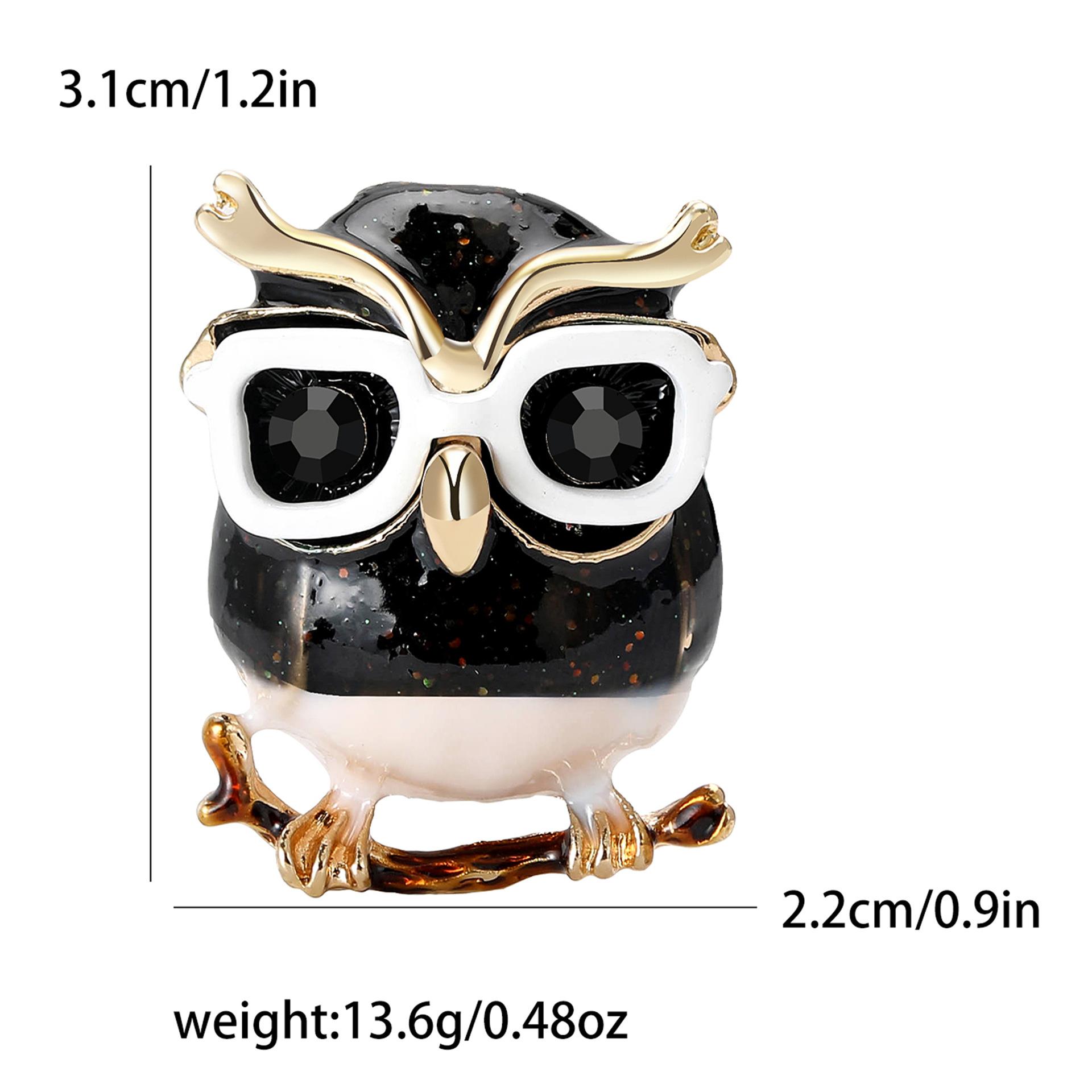 Винтажная эмалевая брошь в виде совы для очков унисекс