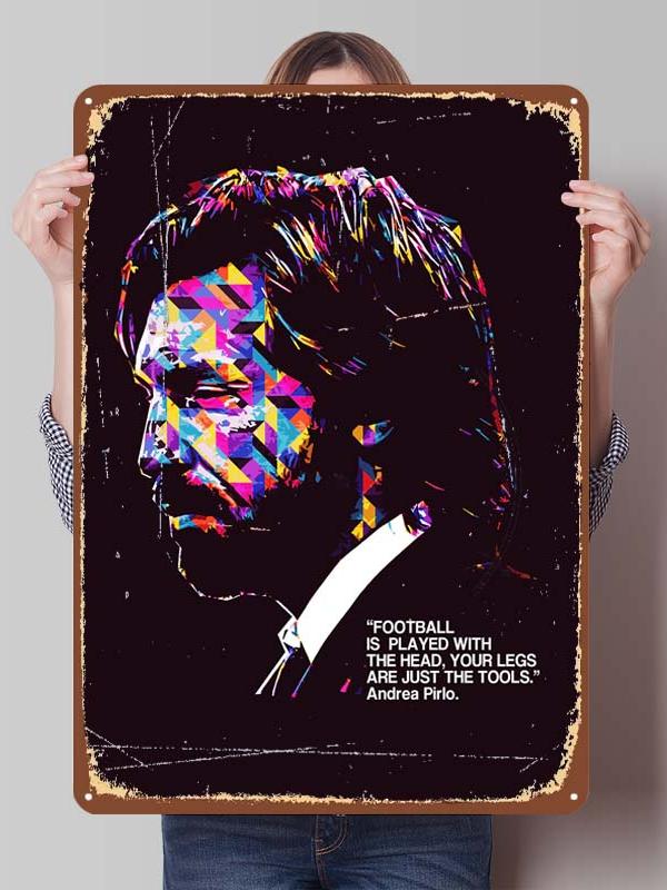 Andrea Pirlo Football Player Metal Posters Wall Art of Murals Custom Made Metal Tin Sign Plaque for Wall Decoration Retro Decor