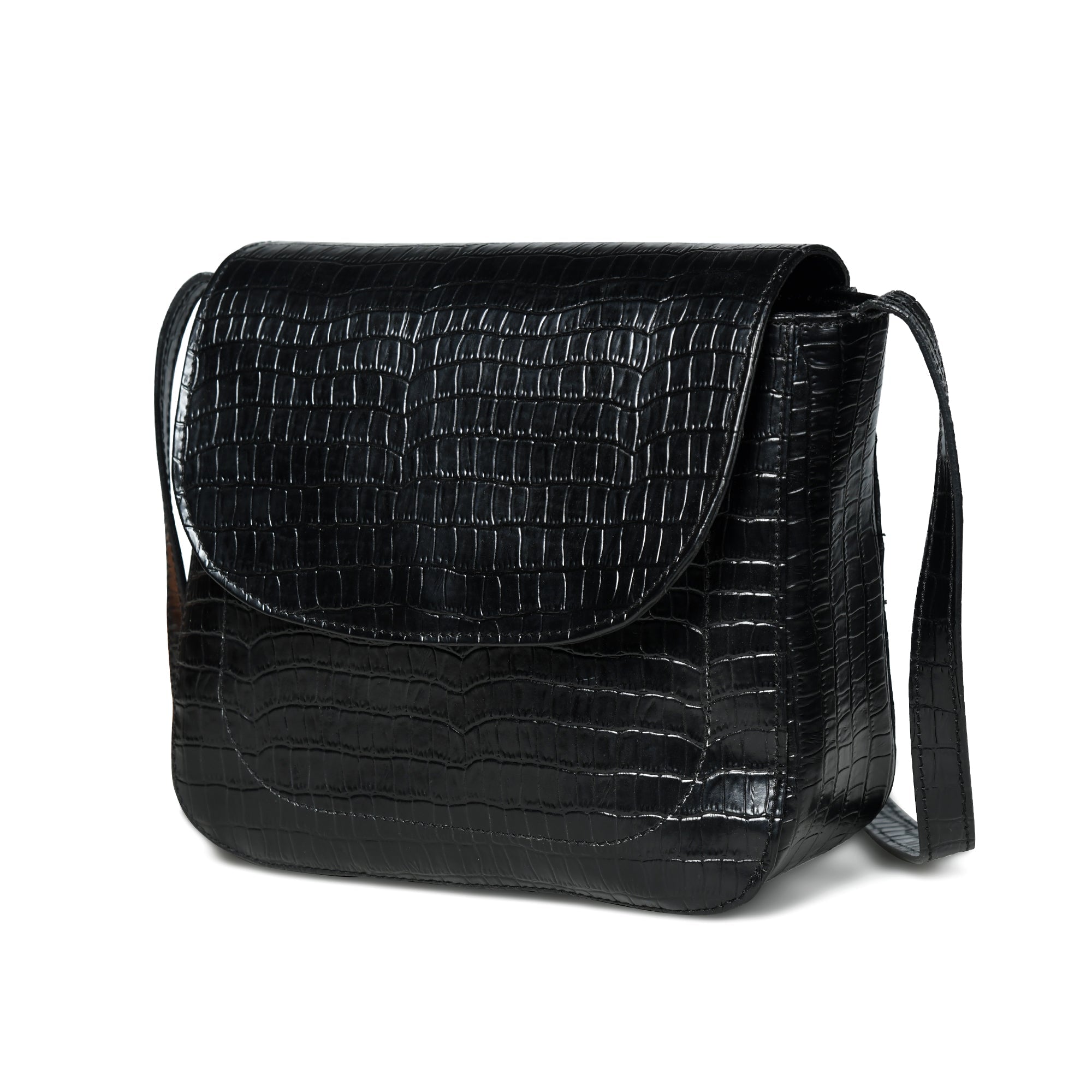 MaheTri Diva Black Croco Sling Bag Stylish Leather Bag For Womens For Everyday use 11 Inch чёрный