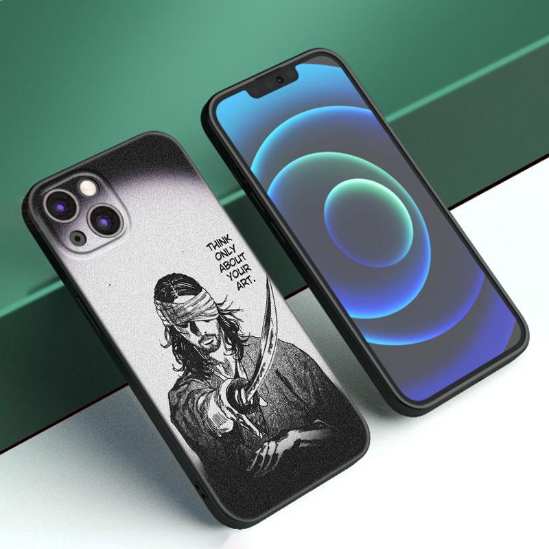 Vagabond Manga Pouzdro na telefon pro Apple iPhone 12 13 Mini 11 14 15 Pro Max 7 8 Plus X XR XS SE 2020 2022 Černé silikonové pouzdro