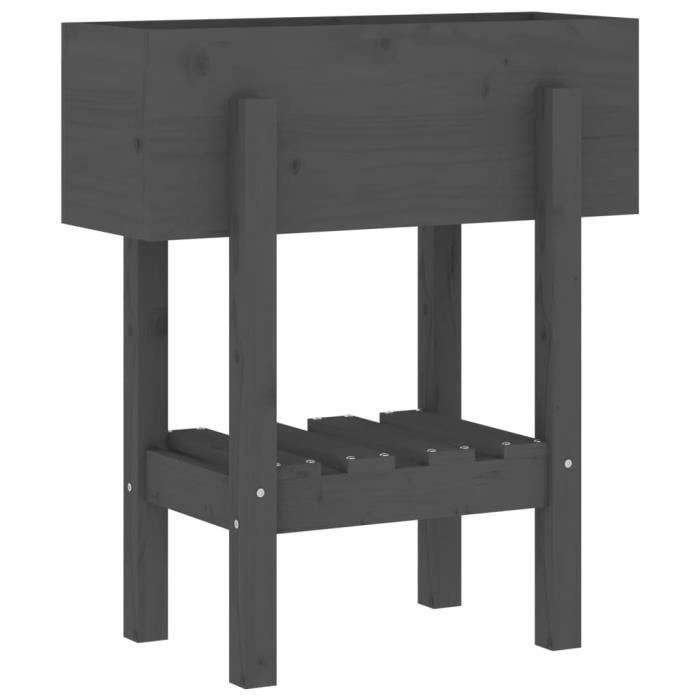 VidaXL Jardinière gris 62x30x69 cm bois massif de pin 825235