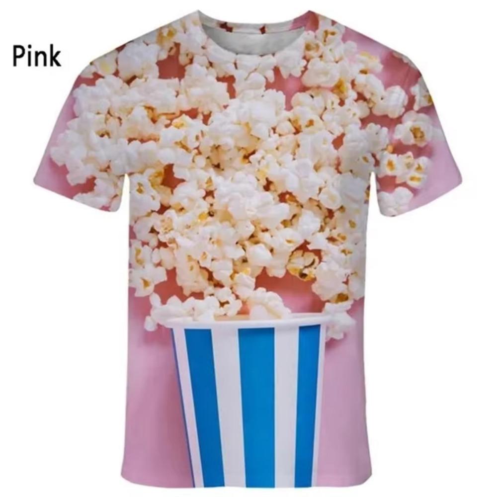 Popcorn 3D Printed Funny T Shirts Men Women Clothing Summer Short Sleeve T-Shirt Kids Trendy Casual Y2k Streetwear Tops Tees