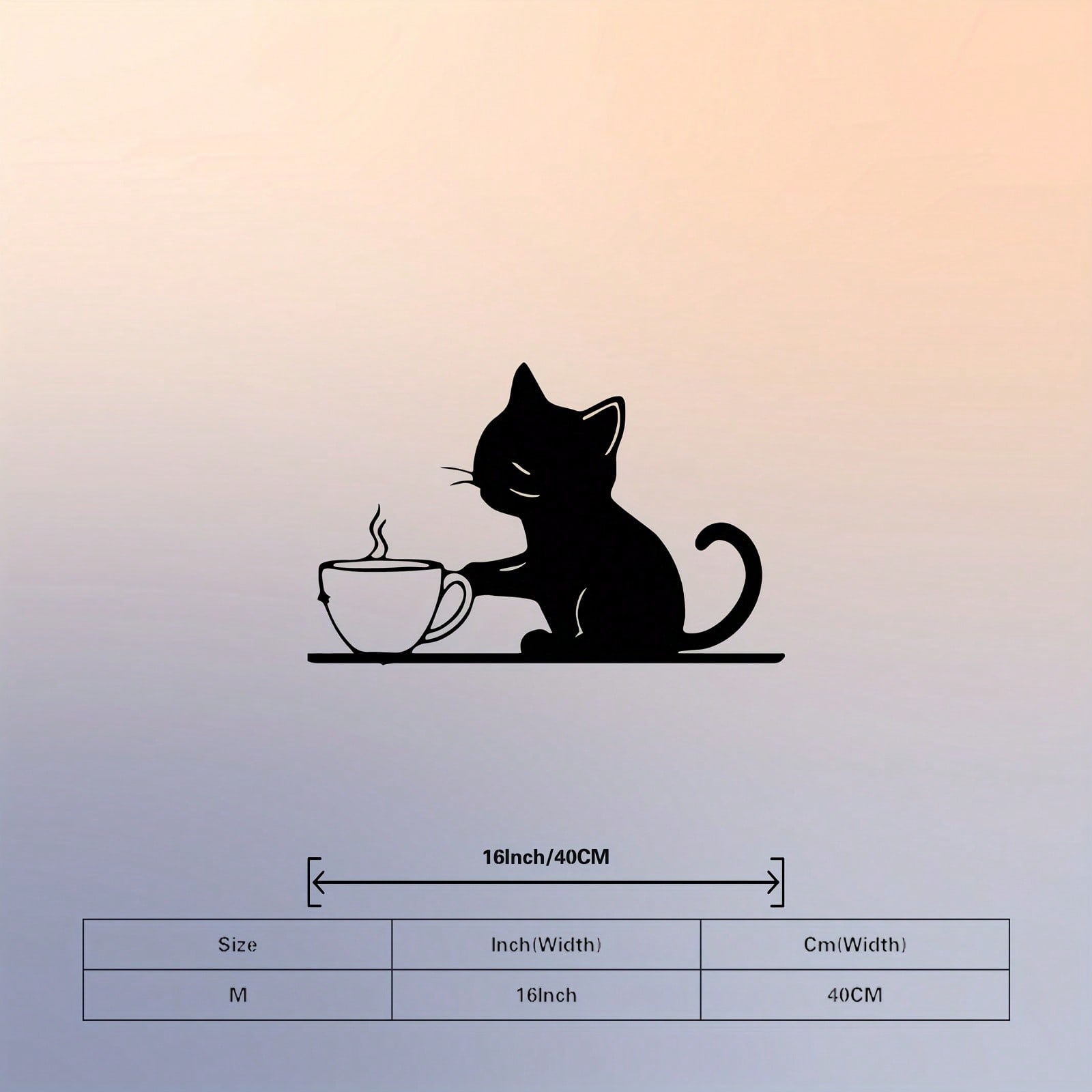 

Cat Coffee Metal Wall Art Sculpture Powder Coated Iron Wall Hanging Living Room Decor Gift for Pet Lovers різнокольоровий