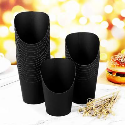 50pcs Popcorn Boxes Disposable Kraft Paper Slant Cup Oil-proof Thickened Ice Cream Cup Water Proof Snack Cups Party