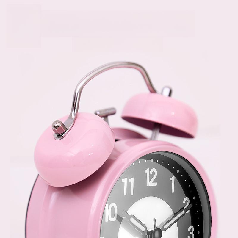 Metal alarm clock student dormitory wake up and call alarm clock fluorescent mute clock living room ornament