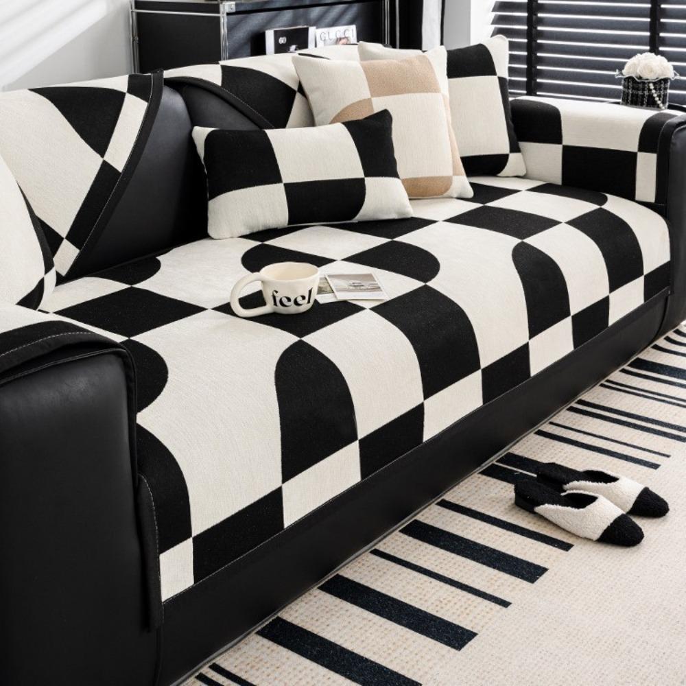 

Chessboard Chenier sofa cushion four seasons new non-slip straight row sofa seat cushion anti-cat scratch cover cloth blanket 70*70cm