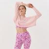 Huit Linen Slub Loose Fit Crop Long Sleeve Tee Htwtl4i03t